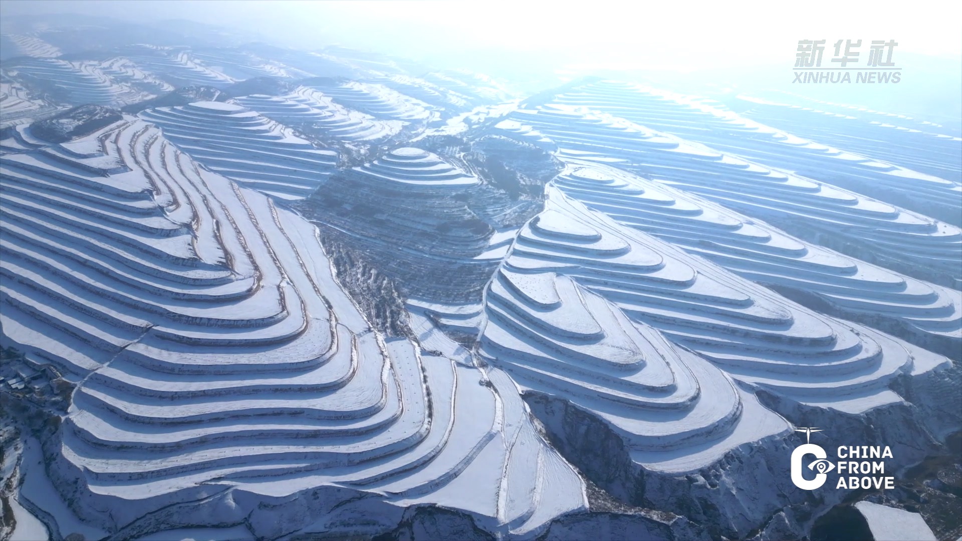 瞰中国｜宁夏彭阳：瑞雪染白“大地指纹”